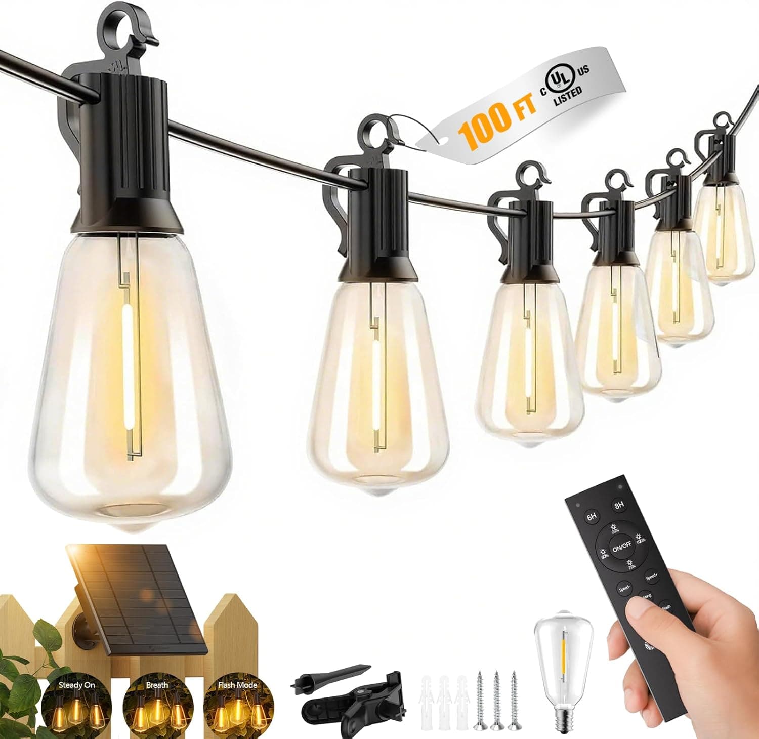 Brightown 100 FT Solar String Lights